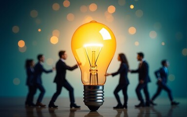 Light Bulbs with Team Work Concept. High quality