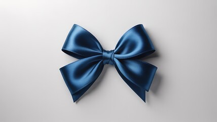 Sapphire Satin Bow Top-Down Shot – Luxurious High-Definition Ribbon With Elegant Sheen