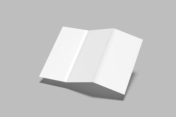 Blank trifold brochure mock up. Open and closed booklet template	