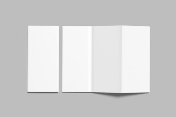 Blank trifold brochure mock up. Open and closed booklet template	