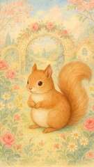 Obraz premium Charming squirrel garden fantasy mobile wallpaper