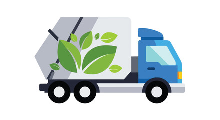 Eco-friendly delivery truck with green leaf symbol representing sustainable transport and logistics