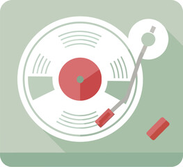Retro record player with spinning vinyl creating vintage music vibes