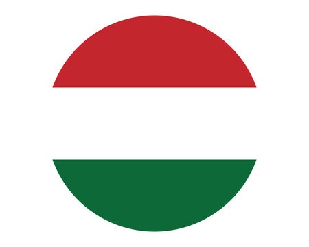 Hungary flag round icon vector illustration &ndash; national symbol of Hungary with red, white, and green horizontal stripes in circular design