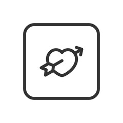 Romance, Wedding Archery line icon &ndash; cupid&rsquo;s bow and arrow with heart outline for love, marriage, romantic symbolism UI