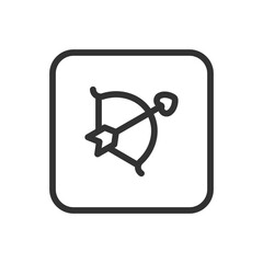 Romance, Wedding Bow line icon &ndash; cupid&rsquo;s bow outline with heart or ribbon for love, marriage, romantic symbolism UI