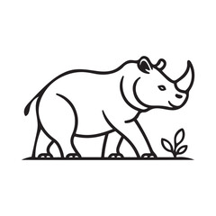 Obraz premium One-line Rhino silhouette icon.