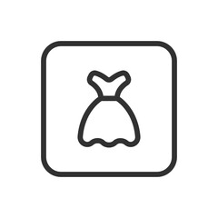 Romance, Wedding Dress line icon &ndash; elegant wedding gown outline with heart or floral detail for bridal fashion, love celebration UI