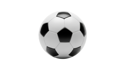 Soccer Ball with Black and White Pattern, Sports Equipment Isolated on Transparent Background