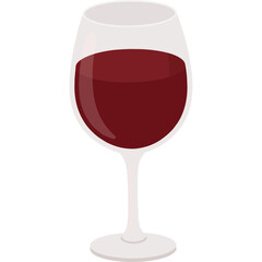 Deep Red Wine Glass Vector Icon with Transparent Background