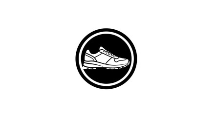 Athletic Shoe Icon Minimalist Design of a Running Sneaker in a Circular Frame, Ideal for Sport and Fitness