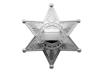 Isolated sheriff star badge representing law enforcement, a symbol of authority and justice