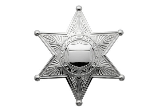 Isolated sheriff star badge representing law enforcement, a symbol of authority and justice