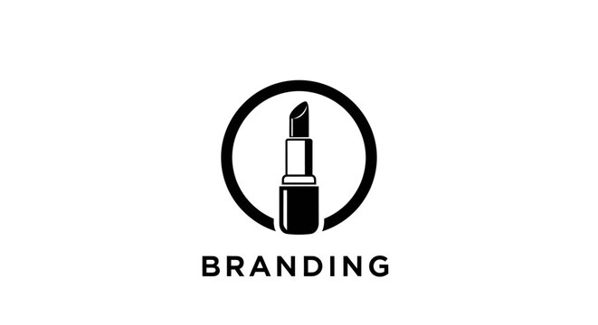 Lipstick Icon for Beauty Branding and Cosmetics with Circle - Minimalist Design for Beauty Brand Identity and Marketing