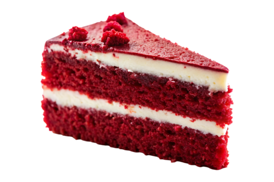 slice of red velvet cake image isolated on transparent background