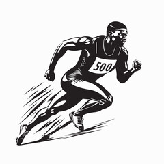 Obraz premium Sprinter Athlete Starting Run Silhouette Vector isolated on white background