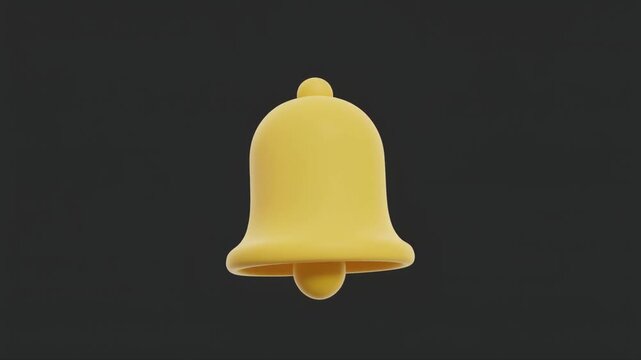 A simple, stylized, yellow bell icon rendered against a dark background, floating.