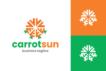 nature carrot sun logo vector