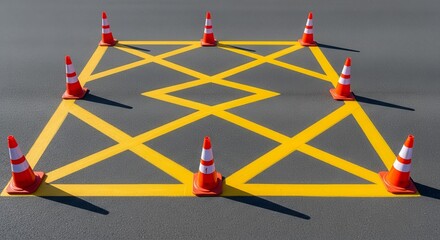 Geometric Roadway Design With Traffic Cones Representing Complex Intersection Flow