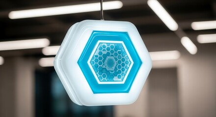 Futuristic Hexagonal Illuminated Lighting Fixture Design, Interior Decoration Concepts