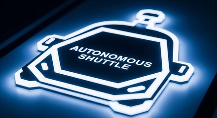 Futuristic Illuminated Autonomous Shuttle Representing Smart Transportation Solutions