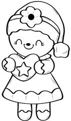 line heart lady christmas