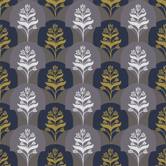 Seamless decorative elegant pattern with flowers. Print for textile, fabric, covers, wallpapers, print, gift wrap, decoupage, scrapbooking, quilting. For fashion fabric. Retro stylization.