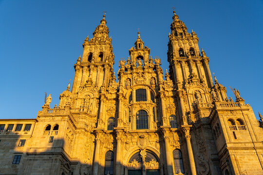 Santiago de Compostela Cathedral, Obradoiro facade, Santiago de Compostela, province of La Coru&ntilde;a, Galicia,
