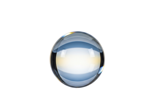 Isolated glass sphere with internal reflections and patterns for object, graphic design