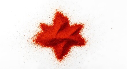 Abstract red starburst explosion of powder on white background