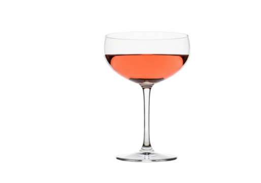 Isolated drink in cocktail coupe glass, celebratory toast or beverage with alcohol inside