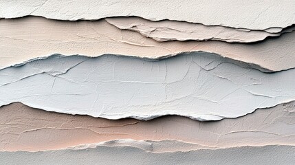 A textured abstract background features horizontal layers of rough, uneven surfaces in muted pastel shades.
