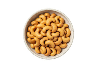 Isolated cashew nuts in a bowl ready to eat tasty and healthy snack on table nutrition