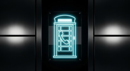 Iconic Illuminated Telephone Booth In A Modern And Minimalist Architectural Setting