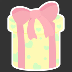 Cute Pastel Gift Box with Bow, Romantic Valentine Present
