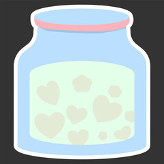 Cute Jar of Hearts, Pastel Romantic Love Container,