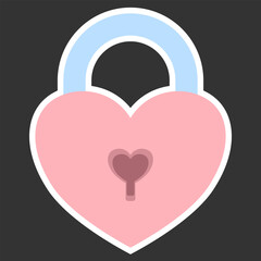 Heart Padlock,  Cute Pastel Love Security Illustration.