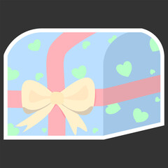 Cute Treasure-Style Gift Box, Pastel Romantic Present.