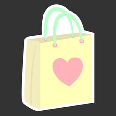 Cute Shopping Bag with Heart, Pastel Valentine Gift Theme