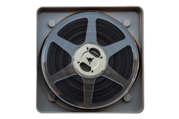 Film reel close-up on transparent background