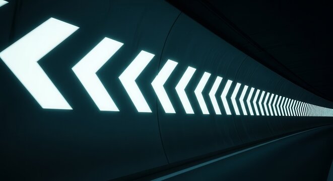 Illuminated Arrows Guide the Way Through a Dark Tunnel with Directional Signals - Powered by Adobe