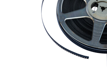 Film reel close-up on transparent background