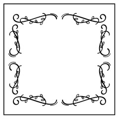 Hand Drawn Decorative Leaves Corner Frame Border Illustration.Vector illustration.