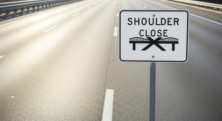 Highway Safety Sign Warning Road Users About Shoulder Closure On The Express Roadway