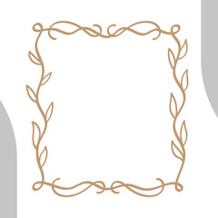 Hand Drawn Gold Leaves Simple Vertical Frame Border Illustration.Vector illustration.