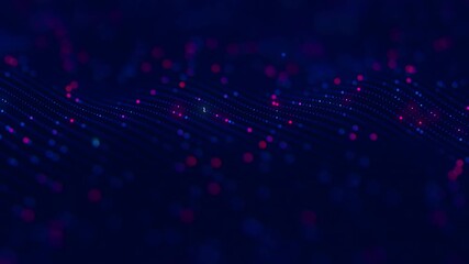 Futuristic technology wave motion with cloud data points. Digital cyberspace concept. Abstract digital wave with moving particles. Big data flow animation. - Powered by Adobe