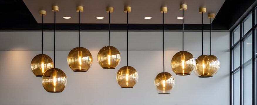 Oversized pendants evoke awe and warmth from the sleek modern ceiling light fixture.