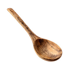 Elegant Wooden Brown Spoon on White Background