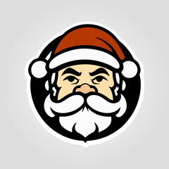 Cartoon Santa Claus Head Mascot Sticker Illustration.Vector illustration.