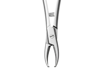 Isolated Dental extraction forceps on clear surface, surgical dental instrument tool, object